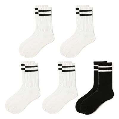 hiqqifazz women's men's selected Athletic round neck socks cotton stripe socks 5/10 pairs