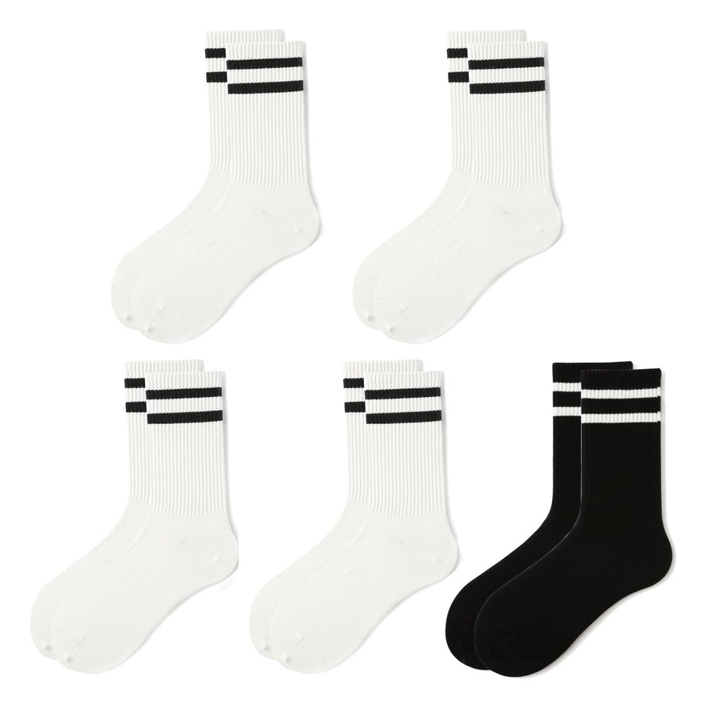 hiqqifazz women's men's selected Athletic round neck socks cotton stripe socks 5/10 pairs