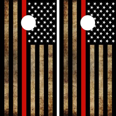 Cornhole Board Wraps | Distressed Thin Red Line American Flag Skins for Boards | Cornhole Decal 48.5x24.5in | Laminated & Easy-to-Apply Waterproof 3mVinyl Board Wraps | Ideal for Cornhole Wraps Lover