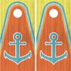 Pair of Cornhole Board Wraps - Orange and Yellow Nautical Anchors - Laminated - Weatherproof and Waterproof - Easy to Apply view 1