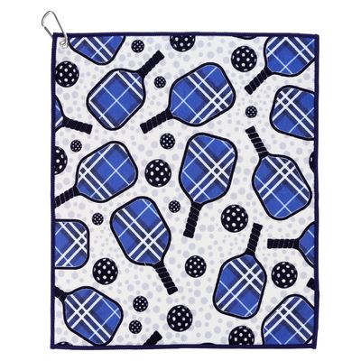 Millie Rose Pickleball Towels in Fashionable Prints - Cute 15x17 inch Microfiber & Cotton Athletic Towels with Carabiner Clip - Pickleball Accessories, Pickleball Gifts (Dink Dink)