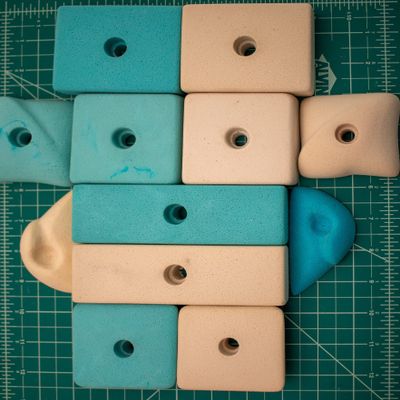 System Board Training Essentials kit - Urethane Resin Climbing Holds - 16 Piece Set w/Hardware (Blue)