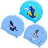 3 Pieces Kids Swim Caps Toddlers Swimming Caps Silicone Swim Cap for Boys Girls (Age 4-12) Baby Waterproof Cartoon Bathing Hats for Long and Short Hair (Boy Style) view 1