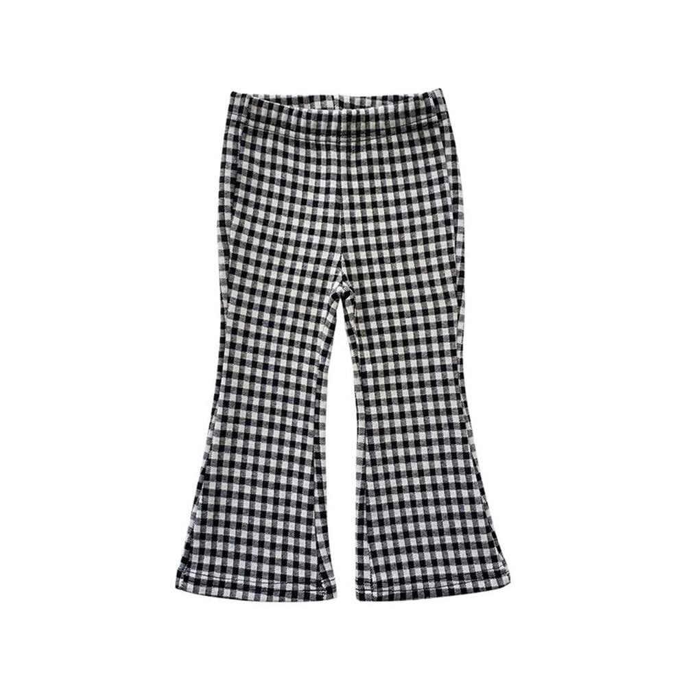 RUKOSU Toddler Baby Girl Bell Bottom Flare Pants Casual Elastic Waist Long Pants Leggings Trousers Plaid 2T