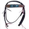 Leatherera Quality Leatherbeaded Browband Headstall Western Horse Tack view 2