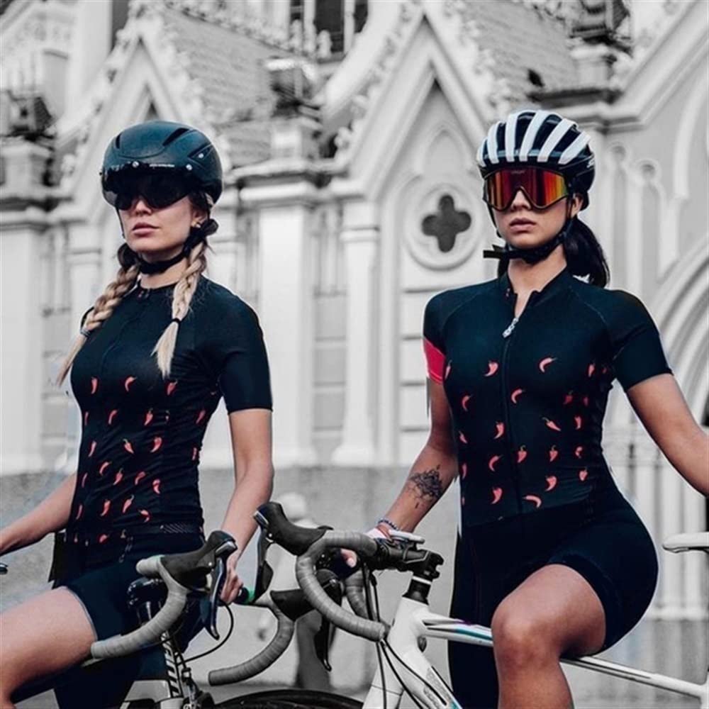 KOZUJI Women's Cycling Suit Cycle Jumpsuit Triathlon Race Set Bikewear Clothing Skinsuit Uniform with 9D Gel Pad Bike Set (Color : 02, Size : X-Large)
