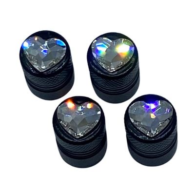RVM Designs 4 Handmade Bling Clear Crystal Heart Corrosion Resistant Tire Valve Stem Caps Created with Swarovski Crystals