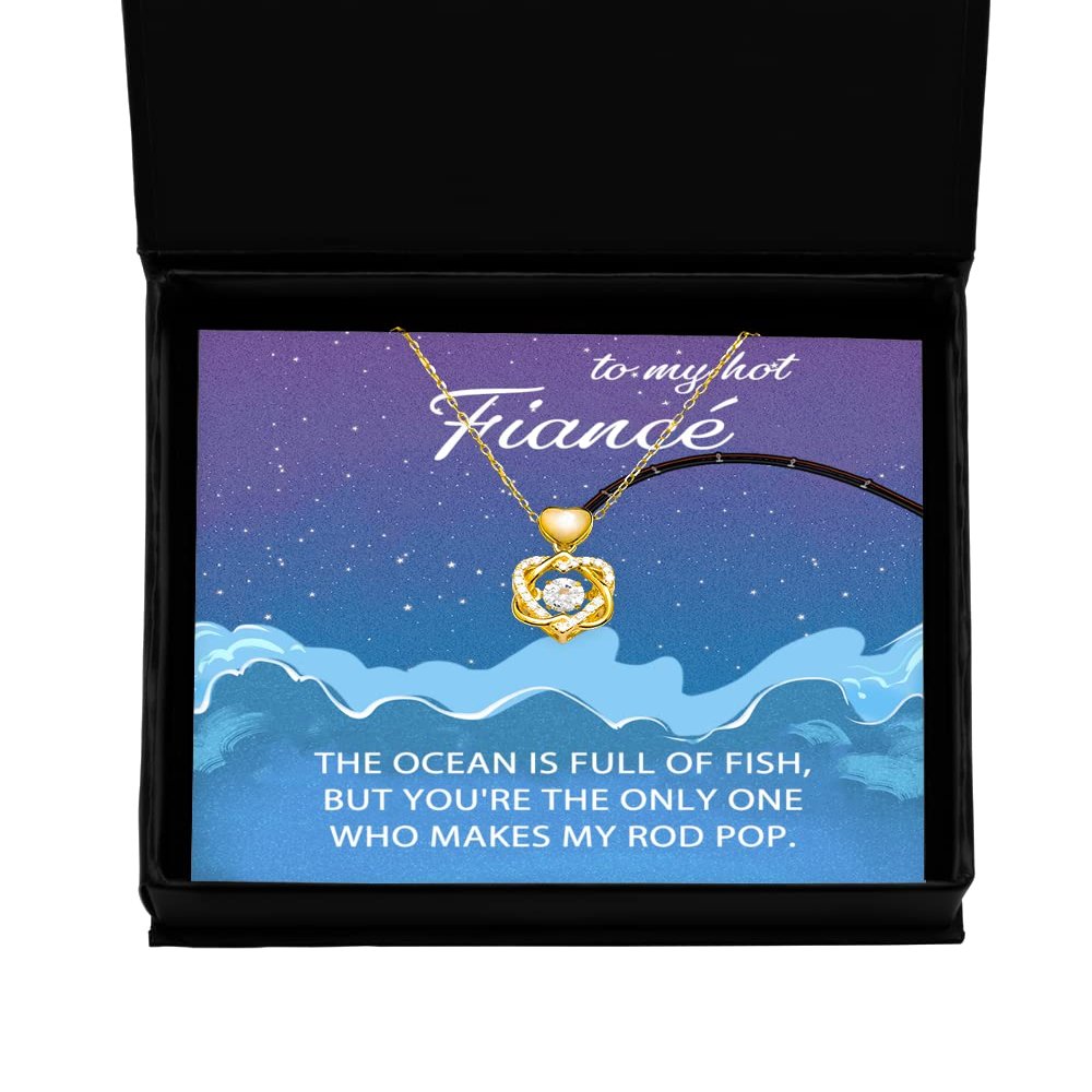 to My Hot Fiance, Valentines, Hot Fiance, Valentines Jewelry, of All The Fish You Make My Rod Pop, Heart Knot Gold Necklace