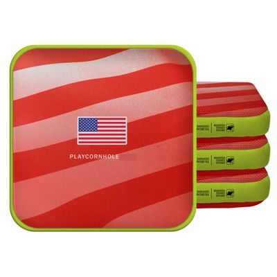 ACA Synergy Edge Professional Cornhole Bags Dual Sided 6x6 Stripes Red