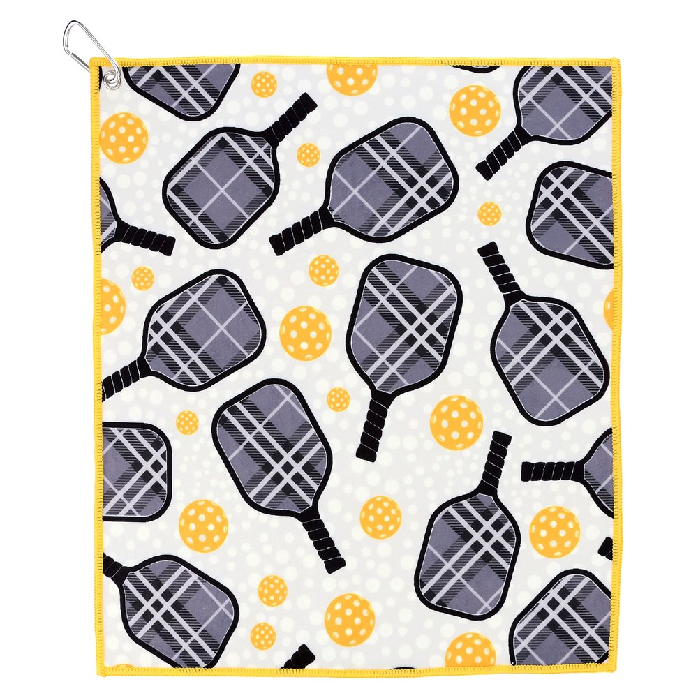 Millie Rose Pickleball Towels in Fashionable Prints - Cute 15x17 inch Microfiber & Cotton Athletic Towels with Carabiner Clip - Pickleball Accessories, Pickleball Gifts (Pickleball Love)