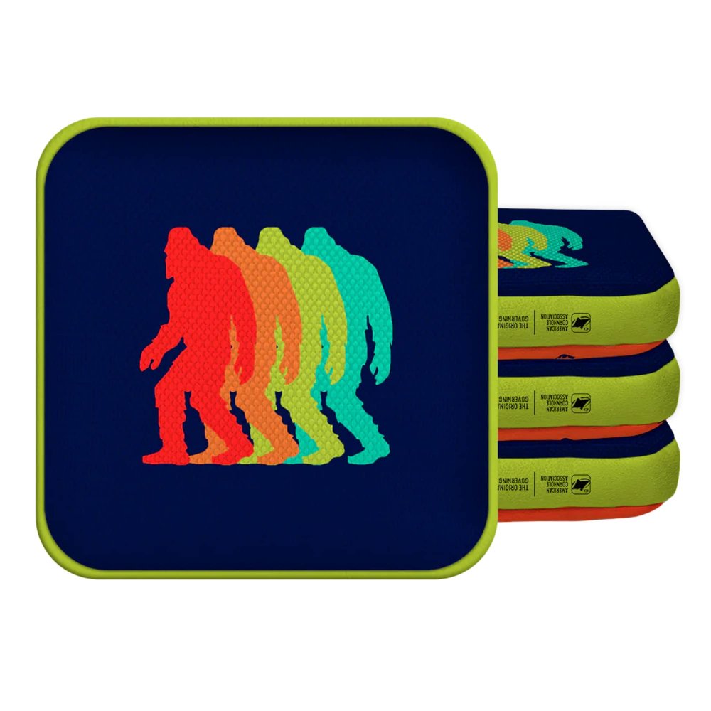 ACA Synergy Edge Professional Cornhole Bags Dual Sided 6x6 Retro Sasquatch Navy