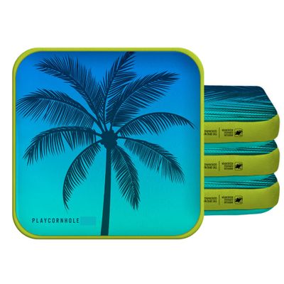 ACA Synergy Edge Professional Cornhole Bags Dual Sided 6x6 Tropical Palm Blue