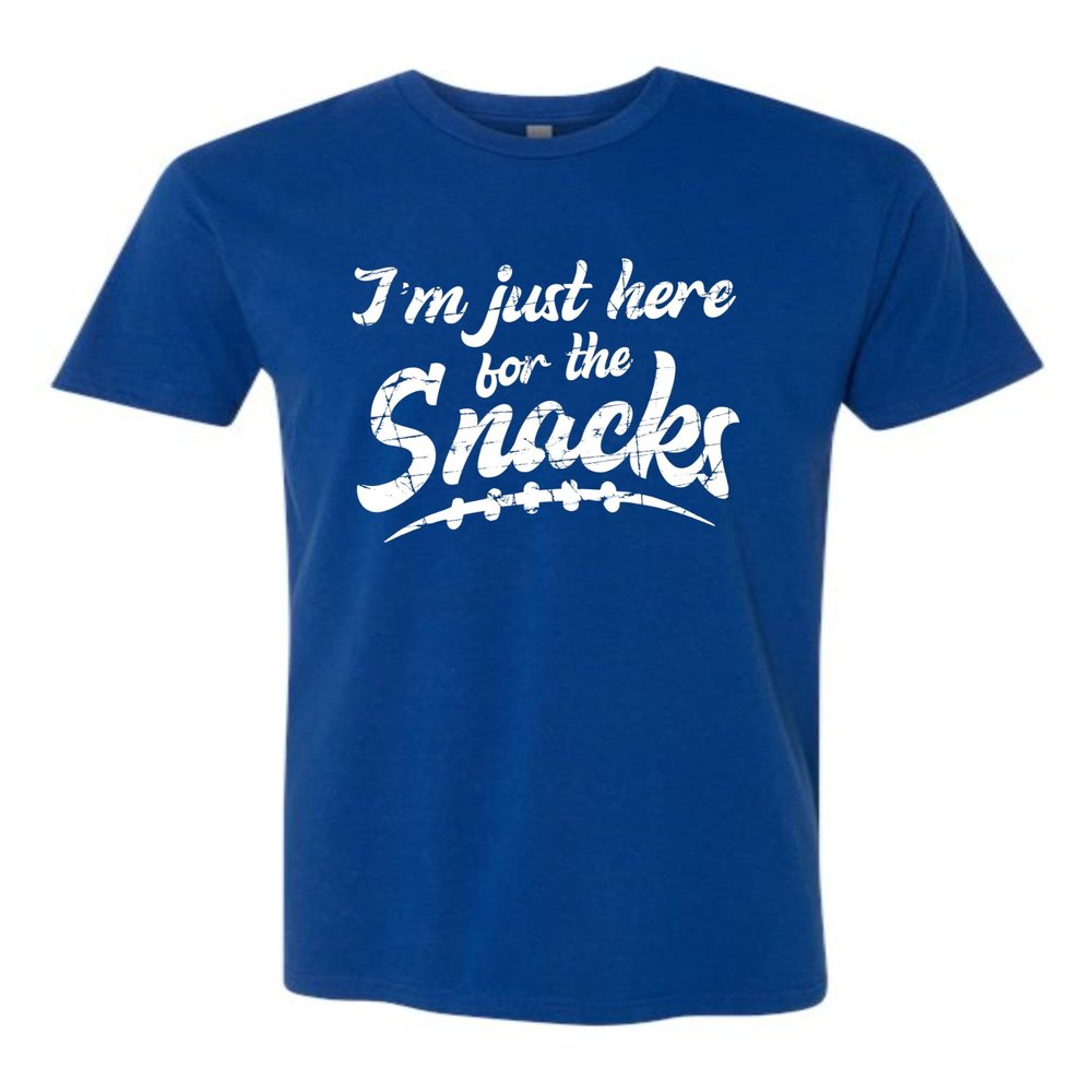 3X-Large Royal Mens I'm Just Here for The Snacks Funny Football Party Deluxe Soft T-Shirt