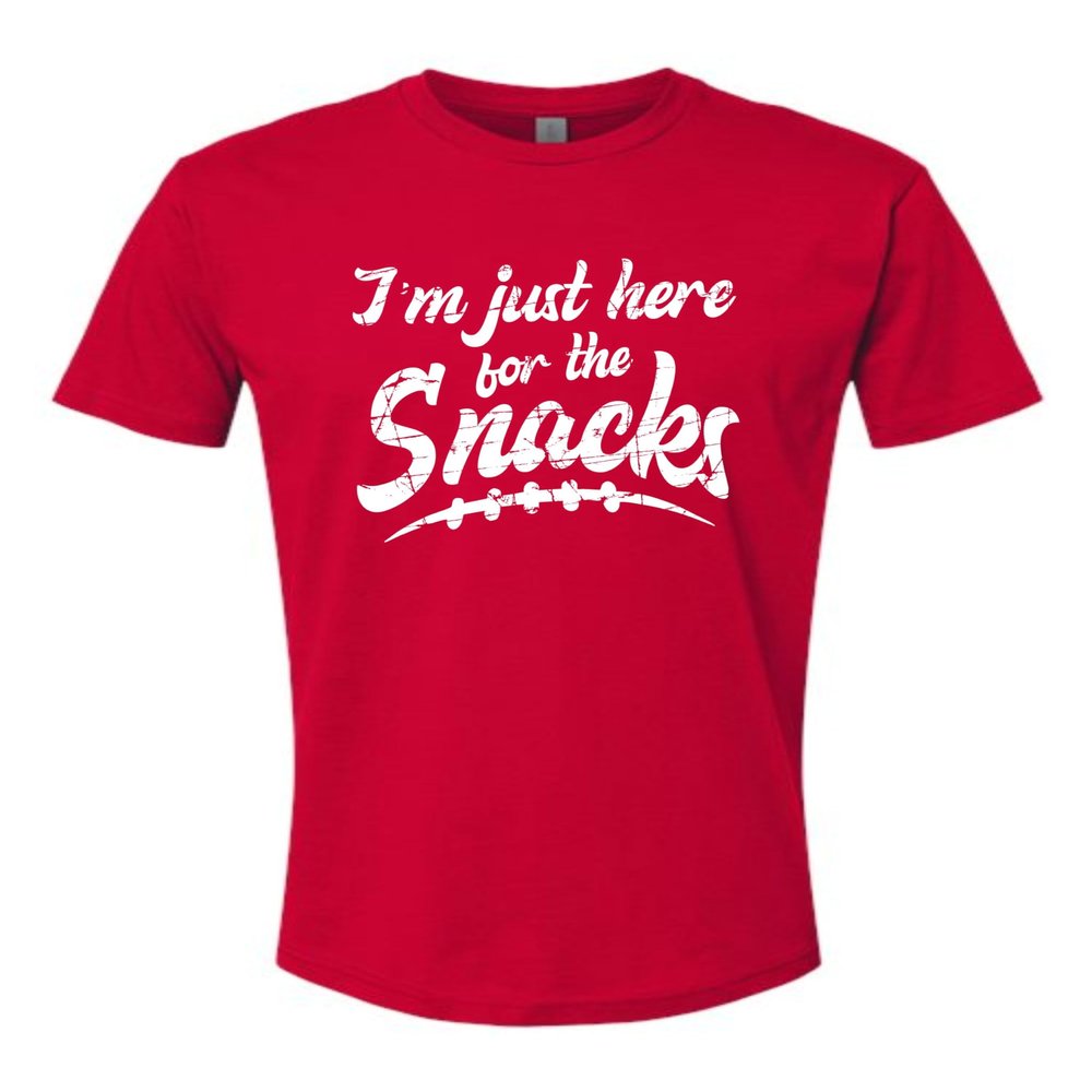 3X-Large Red Mens I'm Just Here for The Snacks Funny Football Party Deluxe Soft T-Shirt