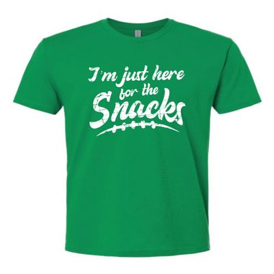 3X-Large Kelly Green Mens I'm Just Here for The Snacks Funny Football Party Deluxe Soft T-Shirt