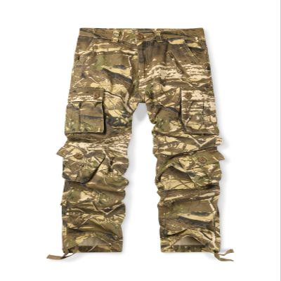 OCHENTA Mens Wild Camo Cargo Work Pants with 8 Pockets Tan Leaf Camo (Camo 53) Size 40