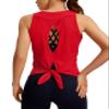 CRZ YOGA Women's Pima Cotton Workout Tanks Tie Back Sleeveless Shirts Yoga Athletic Open Back Sport Gym Tops Festival Red X-Small view 1