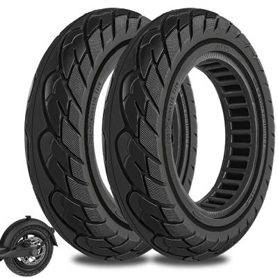 Felixstory 10 inch Solid Rubber Tire, 10x2.125, 50/75-6.1 Tubeless Tyre for Xiaomi M365/Pro 1s/Pro 2, Gotrax G4/Xr/V2 Electric Scooter, 10x2 Puncture-Proof Explosion-Proof Wheel Replacement Black 2pcs