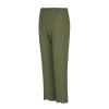 MALAIDOG Trendy Summer Capri Pants for Women Cotton Linen Loose Fit Elastic Waisted Wide Leg Cropped Lounge Trousers Army Green view 3