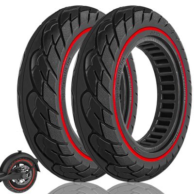 Felixstory 10x2.125 Tubeless Solid Tire Fit for Ninebot F25/ F30/ F40/ F65/ D40X/ D18W/ D28U/ D38U Hiboy S2 Pro Max Gotrax G4 Turboant 7X Pro Inflatable 10 inch Pneumatic Tire Replacements, Red 2PCS