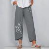 MALAIDOG Trendy Summer Capri Pants for Women Cotton Linen Loose Fit Elastic Waisted Wide Leg Cropped Lounge Trousers view 4