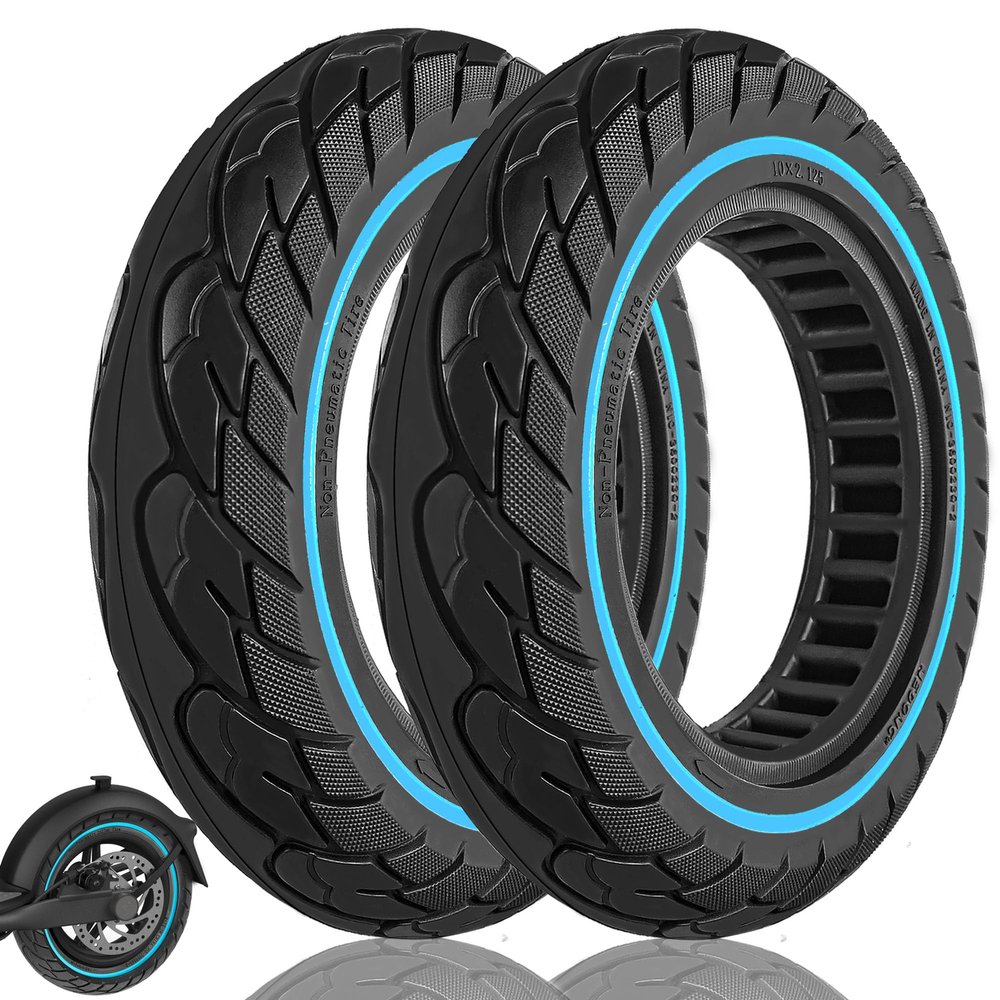 Felixstory 10x2.125 Solid Tire, Replacement for 10x2/54-152, 50/75-6.1, 10x2, 8.5x2 Original Tire, Fit for Ninebot F25 F40 D18W, Gotrax G4, iScooter i9 plus, isinwheel s9 max Electric Scooter, Blue