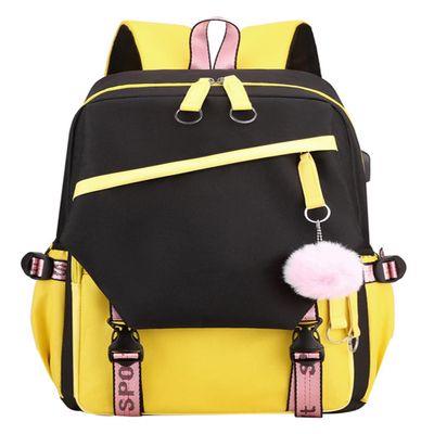 JiaYou Teen Girls Laptop Backpack Junior Middle School Daypack with USB Charge Port(Yellow,19 Liters)