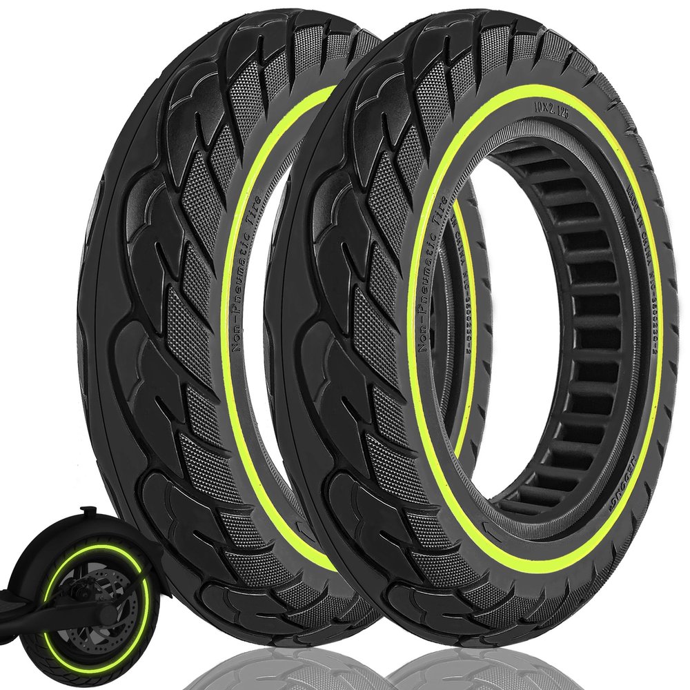 Felixstory 10x2.125 Solid Tire, Replacement for 10x2/54-152, 50/75-6.1, 10x2, 8.5x2 Original Tire, Fit for Ninebot F25 D18W Gotrax G4 iScooter i9 plus isinwheel s9 max Electric Scooter, Luminous green