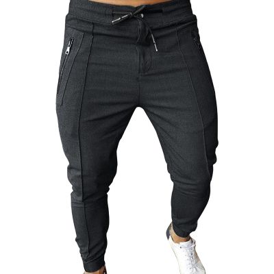 JEsilunmaMY Jogger Sweatpants for Men Elastic Waist Tapered Pencil Pants with Zip Pocket Slim Fit Athletic Lounge Trousers (Dark Grey,3X-Large)