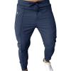 JEsilunmaMY Jogger Sweatpants for Men Elastic Waist Tapered Pencil Pants with Zip Pocket Slim Fit Athletic Lounge Trousers (Dark Blue,XX-Large) view 1