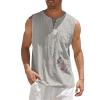 Loose Fit Cotton Linen Bohemian Tank Tops for Mens Summer Beach Fuunny Sleeveless Lace Up Hippie Cutt Off Tshirts Grey view 1