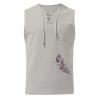 Loose Fit Cotton Linen Bohemian Tank Tops for Mens Summer Beach Fuunny Sleeveless Lace Up Hippie Cutt Off Tshirts Grey view 2