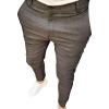 JEsilunmaMY Casual Pencil Pants for Men Mid Waist Skinny Tapered Lounge Pants Slim Fit Slacks Stretch Dress Pants with Pocket (Dark Grey,Small) view 1