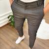 JEsilunmaMY Casual Pencil Pants for Men Mid Waist Skinny Tapered Lounge Pants Slim Fit Slacks Stretch Dress Pants with Pocket (Dark Grey,Small) view 2