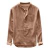 2023 Mens Cotton Linen Shirts Lapel Button Down Long Sleeve Hippie Top Loose Fit Lightweight Renaissance Lounge Shirt Khaki view 1