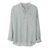 2023 Mens Cotton Linen Shirts Lapel Button Down Long Sleeve Hippie Top Loose Fit Lightweight Renaissance Lounge Shirt Khaki view 2