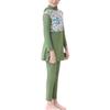 Muslim Swimsuit for Girls Kids 2 Pieces Modest Islamic Swimwear Burkini Full Cover Hijab Long Sleeve Floral Print Hooded Top Pants Swimming Cap Costume Bathing Suit Green - Long Sleeve 7-8 Years view 4