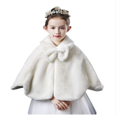 MioCloth Girls Faux Fur Shawl Wrap Flower Girl Princess Wedding Party Dress Up Bolero Shrug Accessories Winter Warm Shoulder Cape