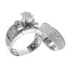 2Pcs Women Wedding Engagement Rings CZ Simulated Diamond Ring Set Luxury Fashion Exquisite Jewelry for Her (Silver, 9) view 1