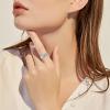 2Pcs Women Wedding Engagement Rings CZ Simulated Diamond Ring Set Luxury Fashion Exquisite Jewelry for Her (Silver, 9) view 3