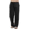 JEsilunmaMY Mens Linen Casual Pants Drawstring Elastic Waist Yoga Pants with Pockets Lightweight Summer Beach Loose Trousers (Black,3X-Large) view 2