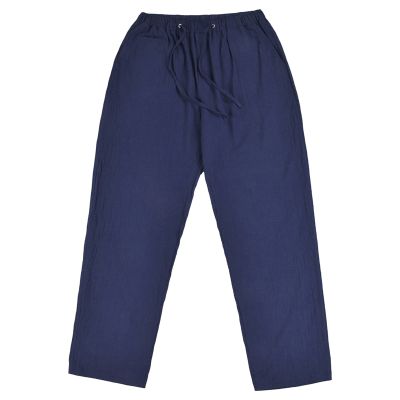 JEsilunmaMY Mens Linen Casual Pants Drawstring Elastic Waist Yoga Pants with Pockets Lightweight Summer Beach Loose Trousers (Blue,Small)