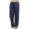 JEsilunmaMY Mens Linen Casual Pants Drawstring Elastic Waist Yoga Pants with Pockets Lightweight Summer Beach Loose Trousers (Blue,Small) view 2