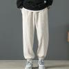 Mens Jogger Sweatpants Elastic Waist Fleece Warm Winter Lounge Pants Casual Loose Thicken Workout Sports Pants (Light Yellow,Large) view 2