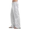 JEsilunmaMY Mens Linen Casual Pants Drawstring Elastic Waist Yoga Pants with Pockets Lightweight Summer Beach Loose Trousers (White,Large) view 3
