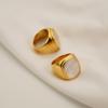 14k Gold Plated Rings Signet Ring For Men Trendy Square Chunky Band Ring Shiny Peal Shell Gold Rings For Women Men Size 6 (Style2, 6) view 4