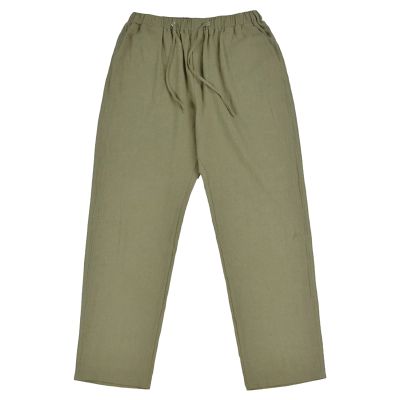 Mens Linen Casual Pants Drawstring Elastic Waist Yoga Pants with Pockets Lightweight Summer Beach Loose Trousers (Green,XX-Large)