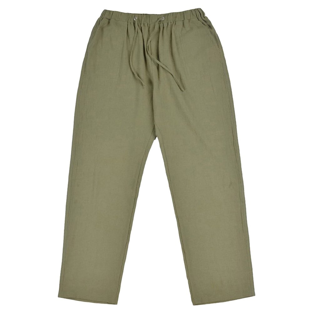 Mens Linen Casual Pants Drawstring Elastic Waist Yoga Pants with Pockets Lightweight Summer Beach Loose Trousers (Green,XX-Large)