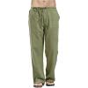 Mens Linen Casual Pants Drawstring Elastic Waist Yoga Pants with Pockets Lightweight Summer Beach Loose Trousers (Green,XX-Large) view 2