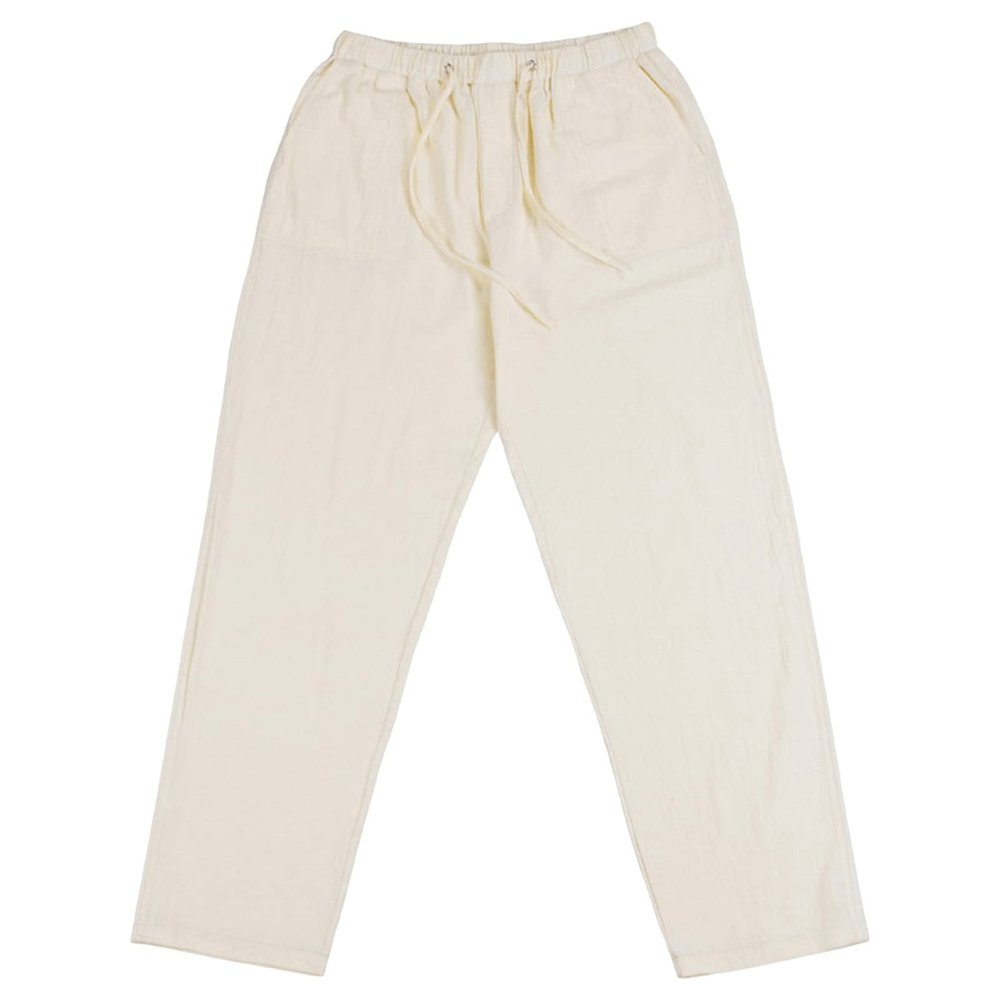 JEsilunmaMY Mens Linen Casual Pants Drawstring Elastic Waist Yoga Pants with Pockets Lightweight Summer Beach Loose Trousers (Khaki,5X-Large)